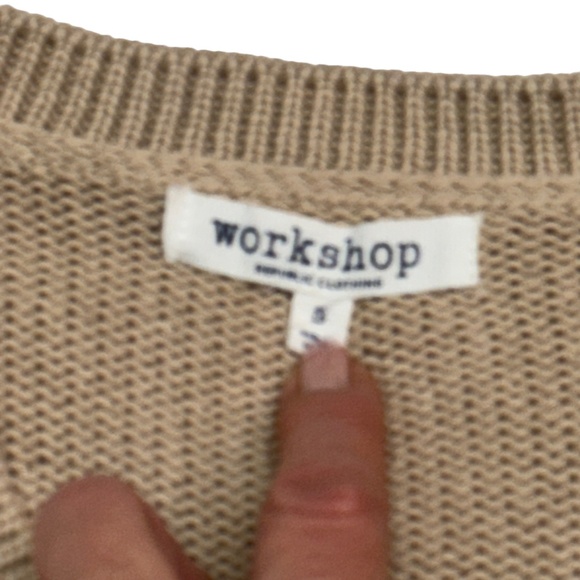 Workshop Republic Beige v-Neck Cotton Boxy Fit Sweater Size S - Picture 9 of 9